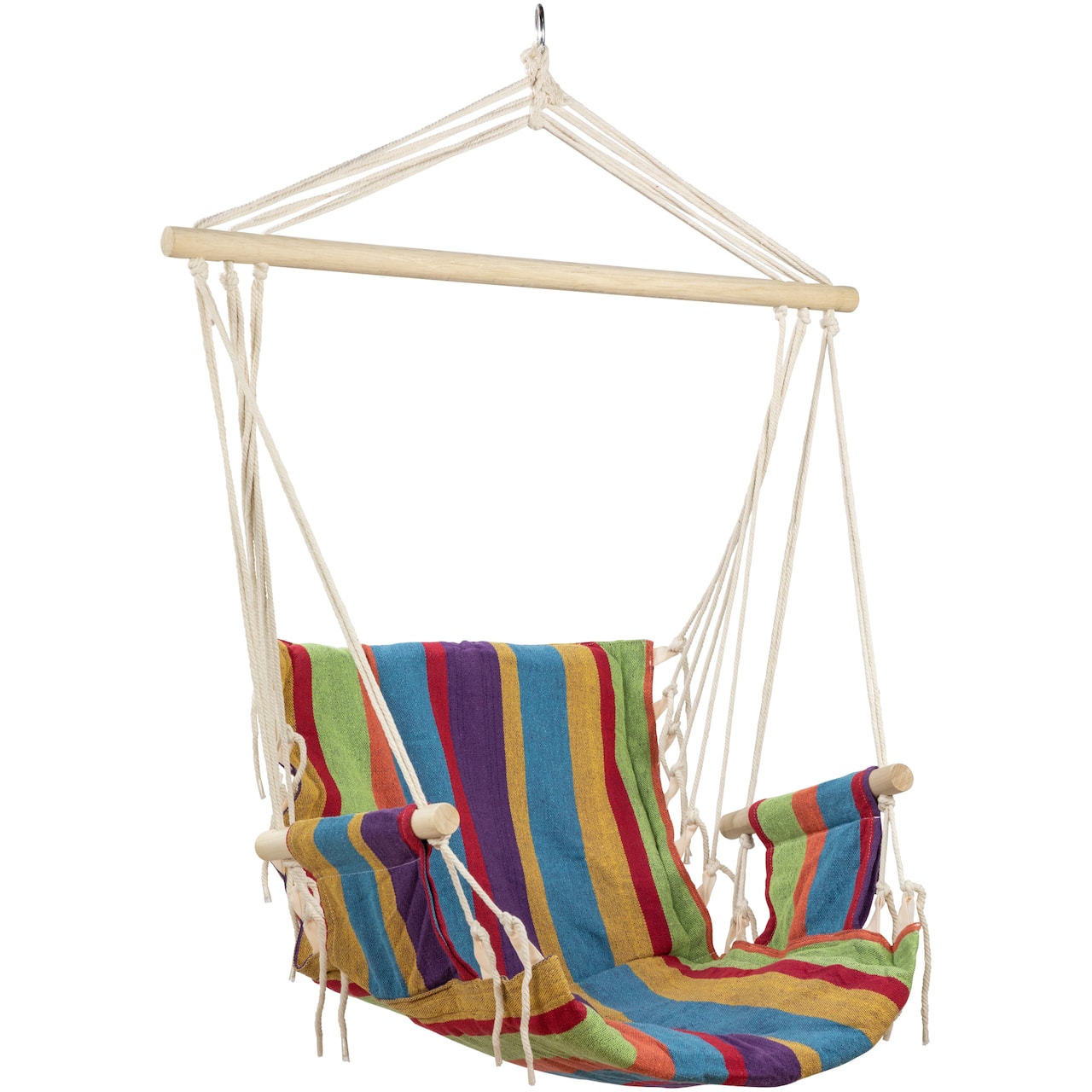 37" Multicolor Stripe Outdoor Patio Hammock Chair with Armrests